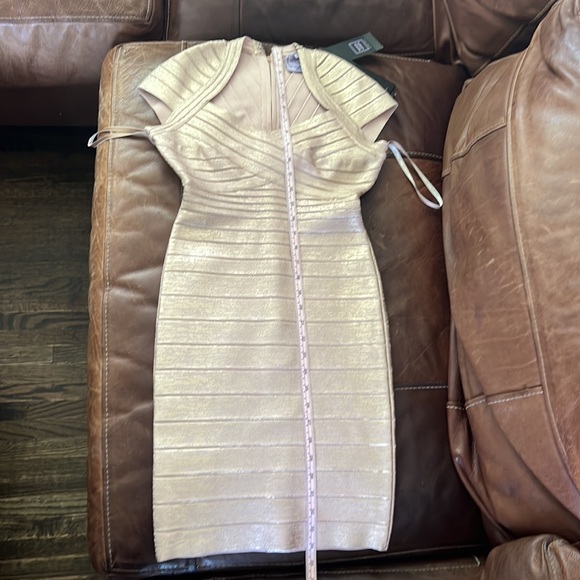 NWT Authentic HERVE LEGER  Rose Gold Tejana Dress - Size S - Picture 10 of 12